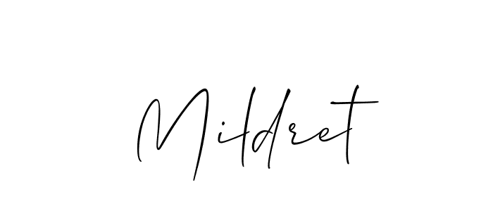 Make a beautiful signature design for name Mildret. With this signature (Allison_Script) style, you can create a handwritten signature for free. Mildret signature style 2 images and pictures png