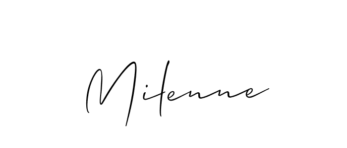 It looks lik you need a new signature style for name Milenne. Design unique handwritten (Allison_Script) signature with our free signature maker in just a few clicks. Milenne signature style 2 images and pictures png