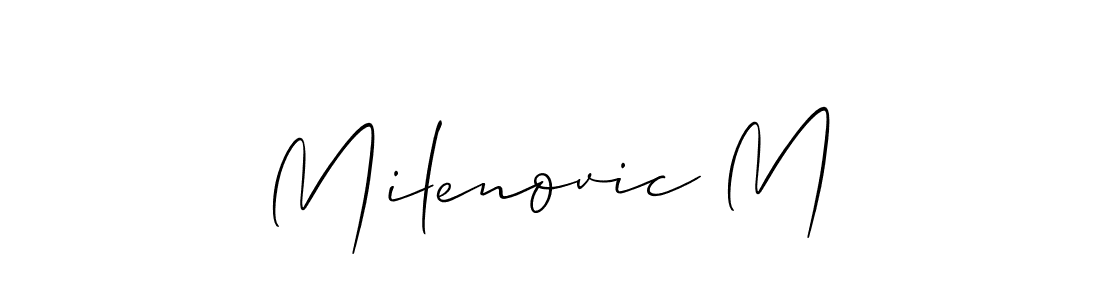 Also You can easily find your signature by using the search form. We will create Milenovic M name handwritten signature images for you free of cost using Allison_Script sign style. Milenovic M signature style 2 images and pictures png