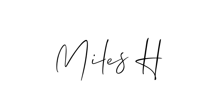 Also You can easily find your signature by using the search form. We will create Miles H name handwritten signature images for you free of cost using Allison_Script sign style. Miles H signature style 2 images and pictures png