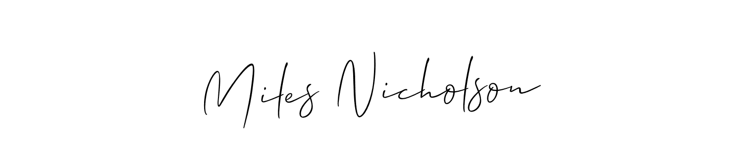 Allison_Script is a professional signature style that is perfect for those who want to add a touch of class to their signature. It is also a great choice for those who want to make their signature more unique. Get Miles Nicholson name to fancy signature for free. Miles Nicholson signature style 2 images and pictures png