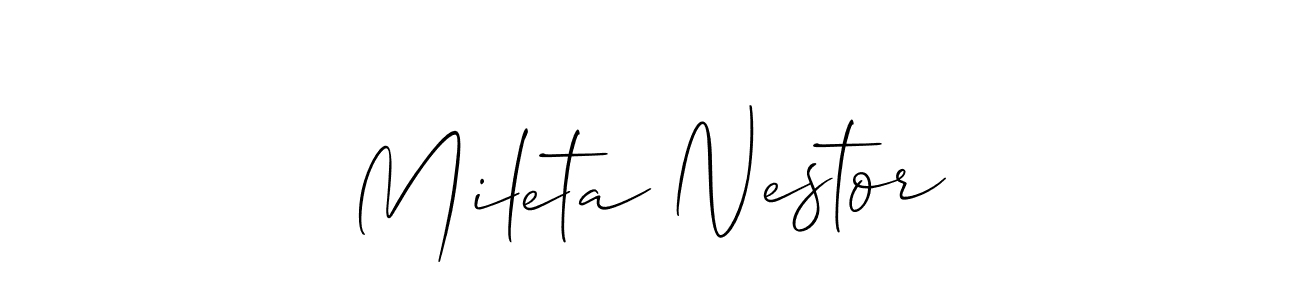 Mileta Nestor stylish signature style. Best Handwritten Sign (Allison_Script) for my name. Handwritten Signature Collection Ideas for my name Mileta Nestor. Mileta Nestor signature style 2 images and pictures png