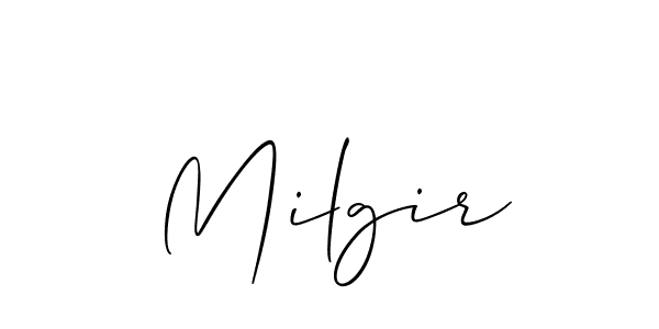 The best way (Allison_Script) to make a short signature is to pick only two or three words in your name. The name Milgir include a total of six letters. For converting this name. Milgir signature style 2 images and pictures png