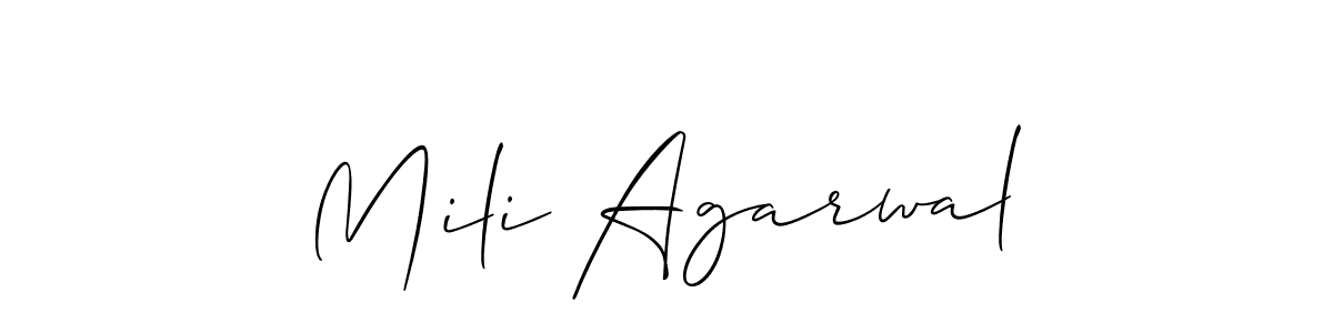 You should practise on your own different ways (Allison_Script) to write your name (Mili Agarwal) in signature. don't let someone else do it for you. Mili Agarwal signature style 2 images and pictures png