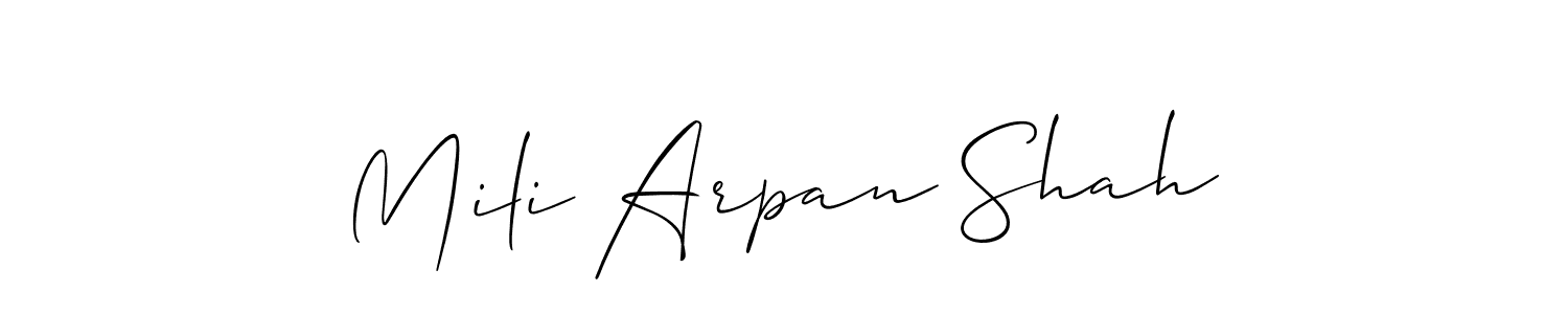 Use a signature maker to create a handwritten signature online. With this signature software, you can design (Allison_Script) your own signature for name Mili Arpan Shah. Mili Arpan Shah signature style 2 images and pictures png