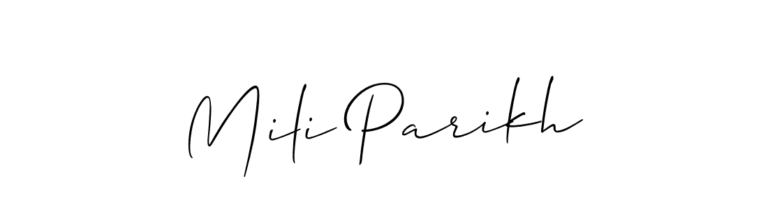 You should practise on your own different ways (Allison_Script) to write your name (Mili Parikh) in signature. don't let someone else do it for you. Mili Parikh signature style 2 images and pictures png