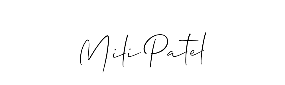 How to make Mili Patel name signature. Use Allison_Script style for creating short signs online. This is the latest handwritten sign. Mili Patel signature style 2 images and pictures png