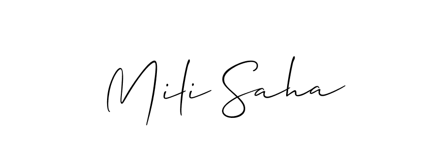 How to Draw Mili Saha signature style? Allison_Script is a latest design signature styles for name Mili Saha. Mili Saha signature style 2 images and pictures png