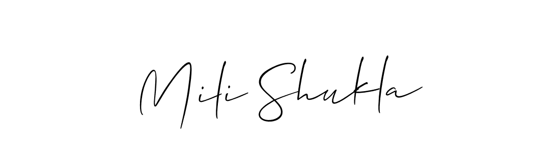 Also we have Mili Shukla name is the best signature style. Create professional handwritten signature collection using Allison_Script autograph style. Mili Shukla signature style 2 images and pictures png