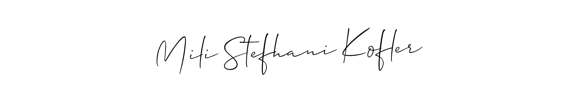 It looks lik you need a new signature style for name Mili Stefhani Kofler. Design unique handwritten (Allison_Script) signature with our free signature maker in just a few clicks. Mili Stefhani Kofler signature style 2 images and pictures png