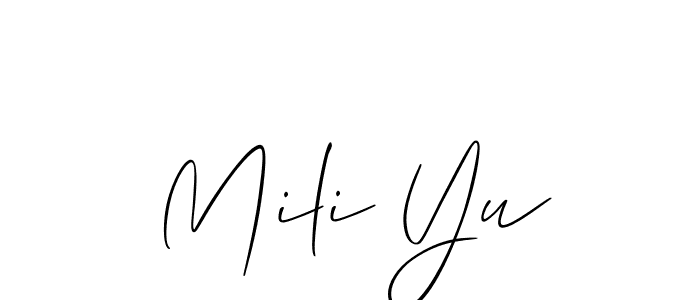 Once you've used our free online signature maker to create your best signature Allison_Script style, it's time to enjoy all of the benefits that Mili Yu name signing documents. Mili Yu signature style 2 images and pictures png
