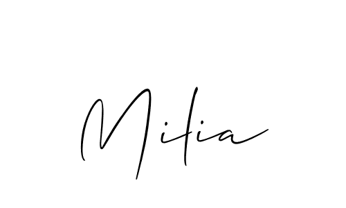 The best way (Allison_Script) to make a short signature is to pick only two or three words in your name. The name Milia include a total of six letters. For converting this name. Milia signature style 2 images and pictures png