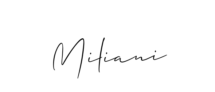 How to Draw Miliani signature style? Allison_Script is a latest design signature styles for name Miliani. Miliani signature style 2 images and pictures png