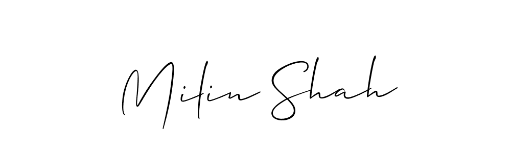 Design your own signature with our free online signature maker. With this signature software, you can create a handwritten (Allison_Script) signature for name Milin Shah. Milin Shah signature style 2 images and pictures png