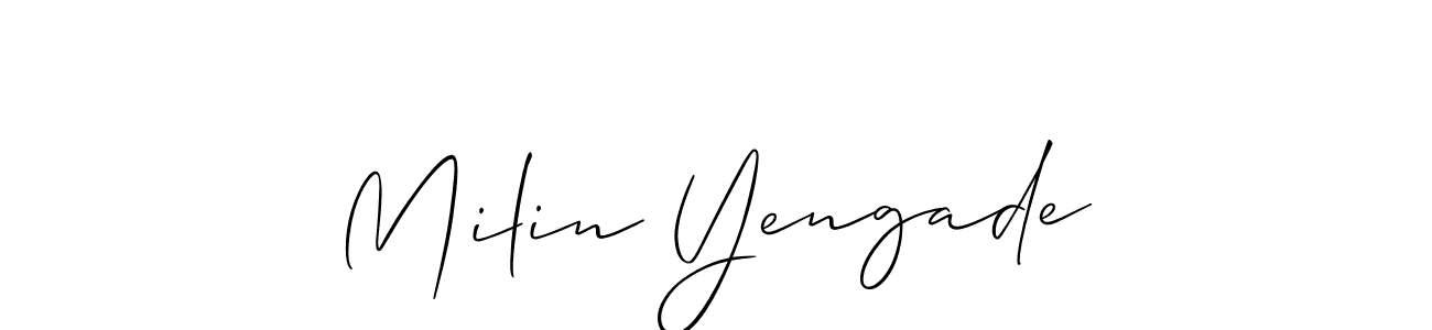 How to make Milin Yengade name signature. Use Allison_Script style for creating short signs online. This is the latest handwritten sign. Milin Yengade signature style 2 images and pictures png