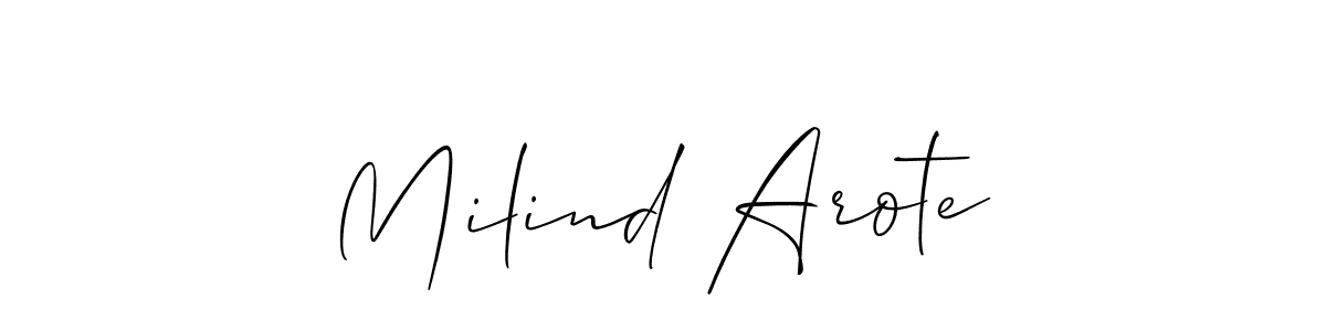 Create a beautiful signature design for name Milind Arote. With this signature (Allison_Script) fonts, you can make a handwritten signature for free. Milind Arote signature style 2 images and pictures png