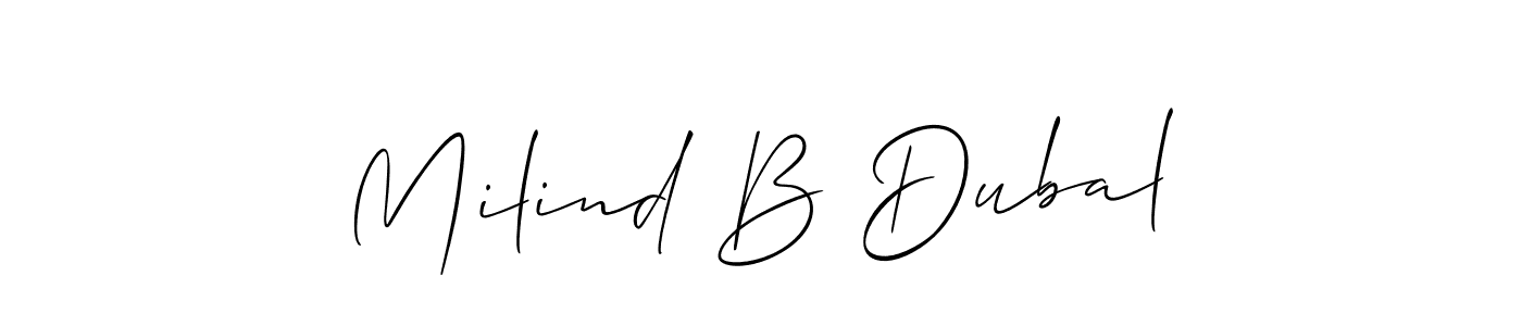 Allison_Script is a professional signature style that is perfect for those who want to add a touch of class to their signature. It is also a great choice for those who want to make their signature more unique. Get Milind B Dubal name to fancy signature for free. Milind B Dubal signature style 2 images and pictures png