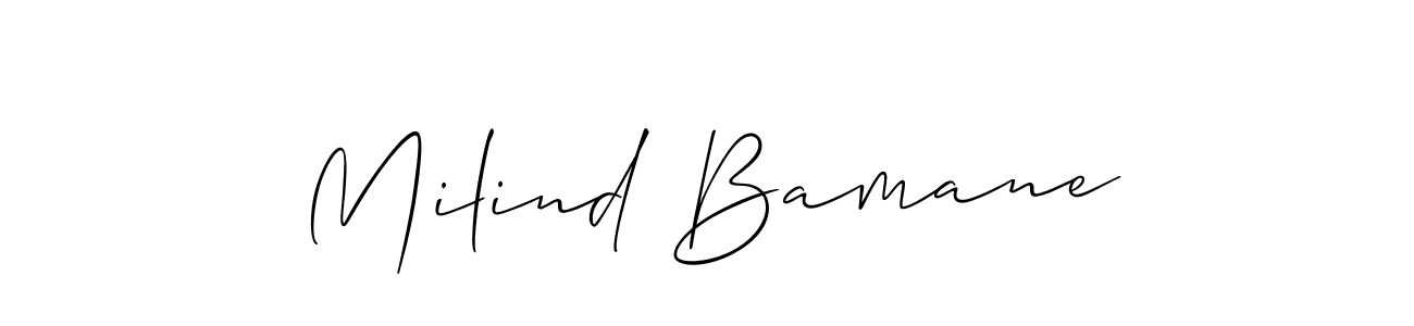 How to make Milind Bamane name signature. Use Allison_Script style for creating short signs online. This is the latest handwritten sign. Milind Bamane signature style 2 images and pictures png