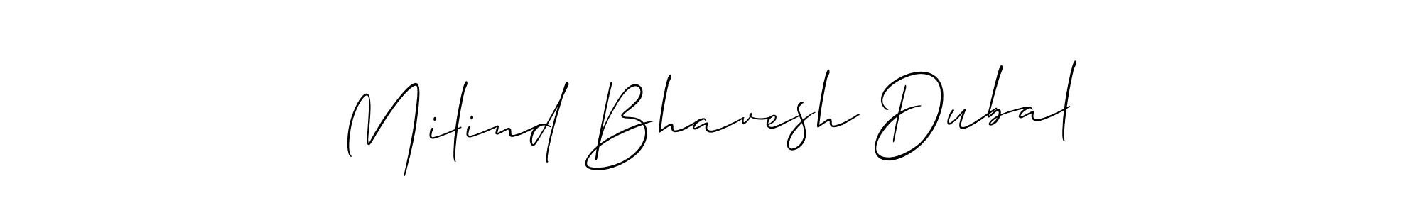 Design your own signature with our free online signature maker. With this signature software, you can create a handwritten (Allison_Script) signature for name Milind Bhavesh Dubal. Milind Bhavesh Dubal signature style 2 images and pictures png