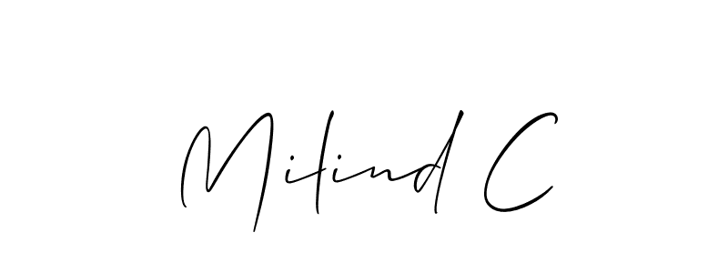 Also You can easily find your signature by using the search form. We will create Milind C name handwritten signature images for you free of cost using Allison_Script sign style. Milind C signature style 2 images and pictures png