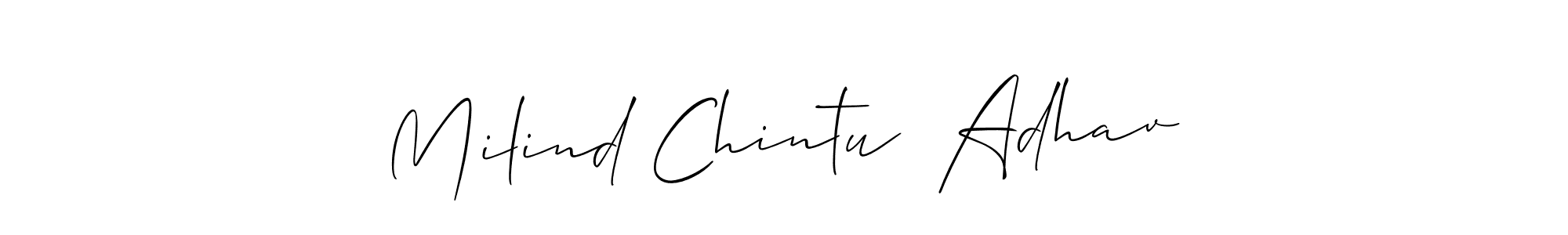 Make a beautiful signature design for name Milind Chintu  Adhav. With this signature (Allison_Script) style, you can create a handwritten signature for free. Milind Chintu  Adhav signature style 2 images and pictures png