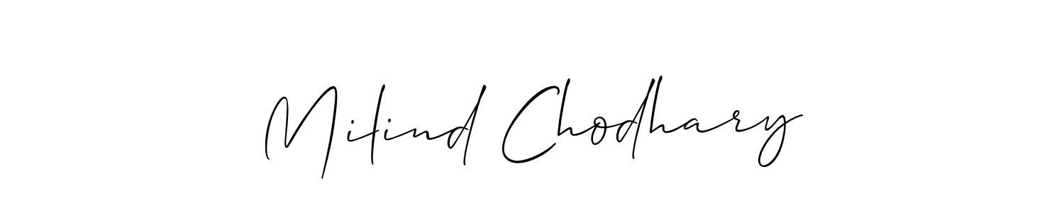 How to make Milind Chodhary signature? Allison_Script is a professional autograph style. Create handwritten signature for Milind Chodhary name. Milind Chodhary signature style 2 images and pictures png
