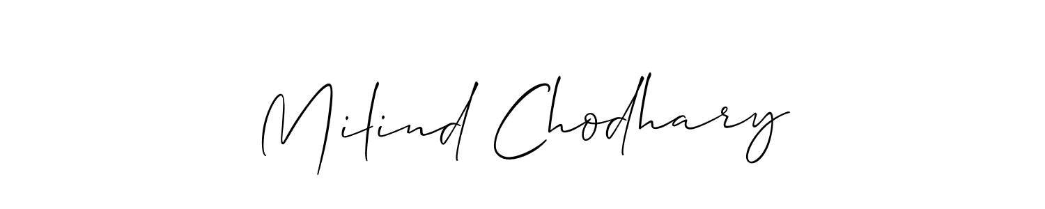 How to make Milind Chodhary signature? Allison_Script is a professional autograph style. Create handwritten signature for Milind Chodhary name. Milind Chodhary signature style 2 images and pictures png