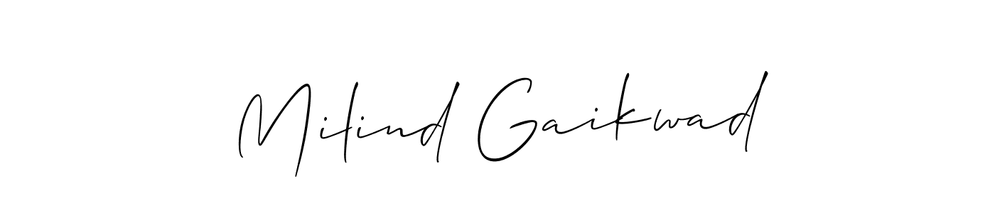 if you are searching for the best signature style for your name Milind Gaikwad. so please give up your signature search. here we have designed multiple signature styles  using Allison_Script. Milind Gaikwad signature style 2 images and pictures png