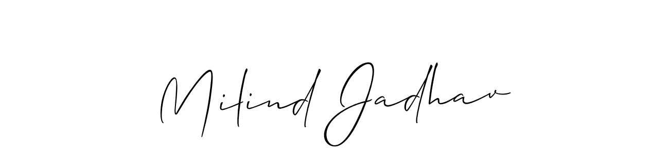 Milind Jadhav stylish signature style. Best Handwritten Sign (Allison_Script) for my name. Handwritten Signature Collection Ideas for my name Milind Jadhav. Milind Jadhav signature style 2 images and pictures png