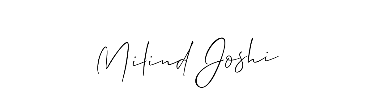 Create a beautiful signature design for name Milind Joshi. With this signature (Allison_Script) fonts, you can make a handwritten signature for free. Milind Joshi signature style 2 images and pictures png