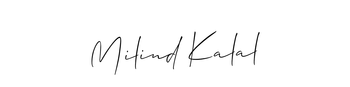 Make a beautiful signature design for name Milind Kalal. With this signature (Allison_Script) style, you can create a handwritten signature for free. Milind Kalal signature style 2 images and pictures png