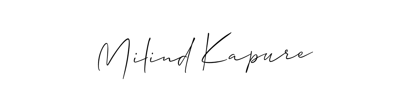 You can use this online signature creator to create a handwritten signature for the name Milind Kapure. This is the best online autograph maker. Milind Kapure signature style 2 images and pictures png