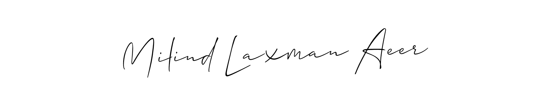 Also You can easily find your signature by using the search form. We will create Milind Laxman Aeer name handwritten signature images for you free of cost using Allison_Script sign style. Milind Laxman Aeer signature style 2 images and pictures png