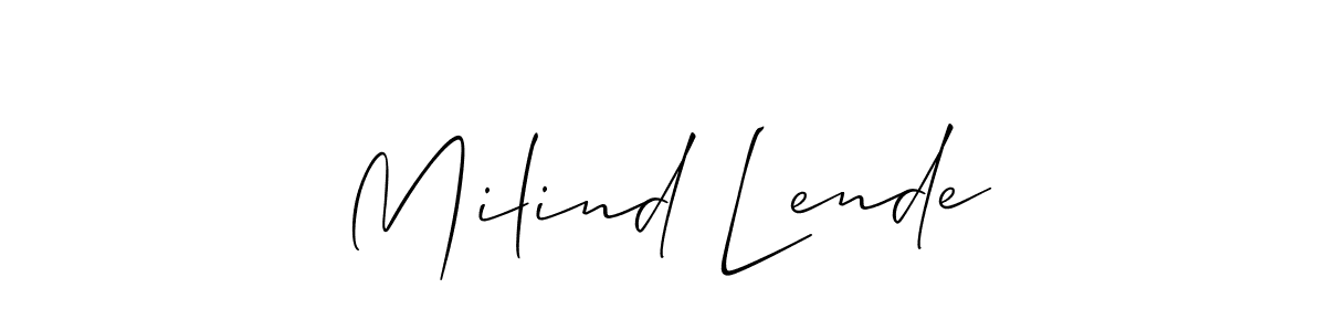 It looks lik you need a new signature style for name Milind Lende. Design unique handwritten (Allison_Script) signature with our free signature maker in just a few clicks. Milind Lende signature style 2 images and pictures png