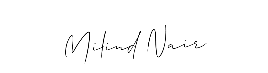 How to Draw Milind Nair signature style? Allison_Script is a latest design signature styles for name Milind Nair. Milind Nair signature style 2 images and pictures png