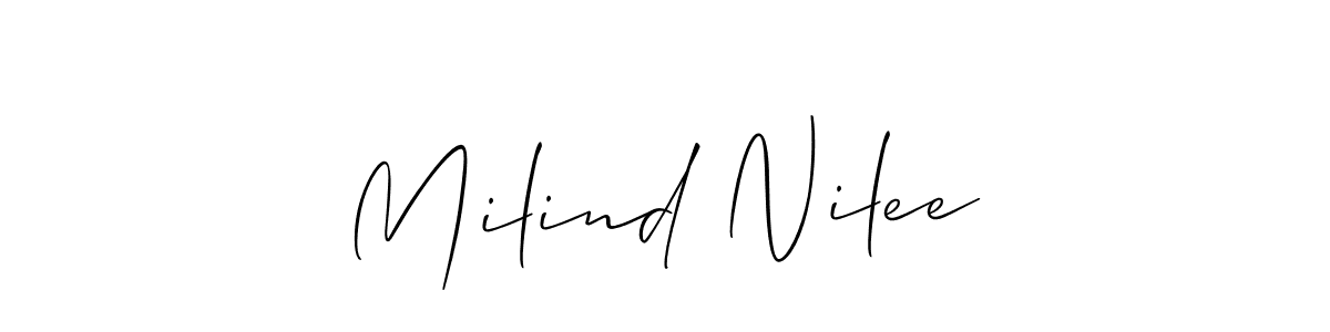 Make a beautiful signature design for name Milind Nilee. With this signature (Allison_Script) style, you can create a handwritten signature for free. Milind Nilee signature style 2 images and pictures png