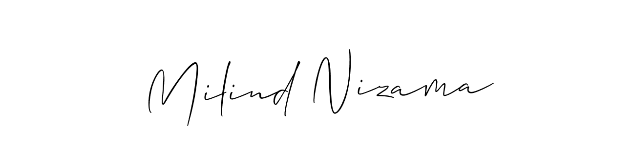 Design your own signature with our free online signature maker. With this signature software, you can create a handwritten (Allison_Script) signature for name Milind Nizama. Milind Nizama signature style 2 images and pictures png