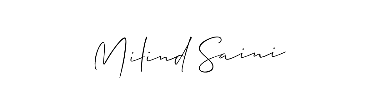 How to make Milind Saini name signature. Use Allison_Script style for creating short signs online. This is the latest handwritten sign. Milind Saini signature style 2 images and pictures png