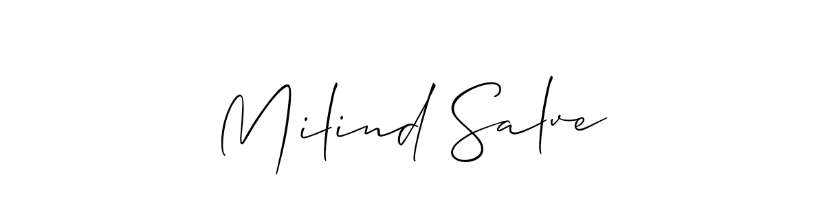 Make a beautiful signature design for name Milind Salve. With this signature (Allison_Script) style, you can create a handwritten signature for free. Milind Salve signature style 2 images and pictures png