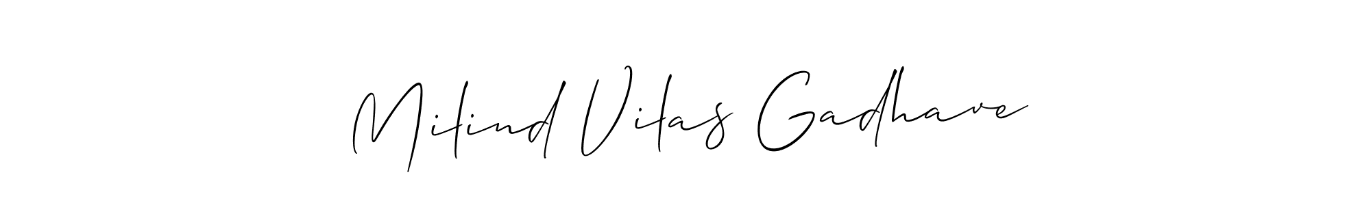 Use a signature maker to create a handwritten signature online. With this signature software, you can design (Allison_Script) your own signature for name Milind Vilas Gadhave. Milind Vilas Gadhave signature style 2 images and pictures png