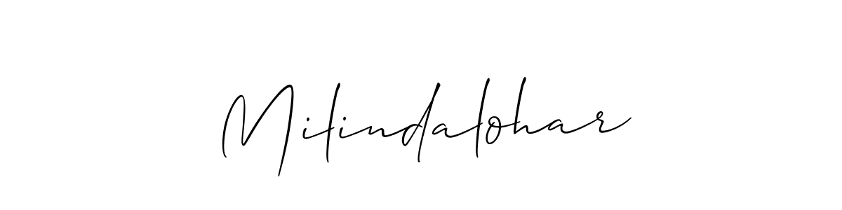 Also You can easily find your signature by using the search form. We will create Milindalohar name handwritten signature images for you free of cost using Allison_Script sign style. Milindalohar signature style 2 images and pictures png