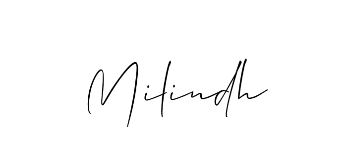 Design your own signature with our free online signature maker. With this signature software, you can create a handwritten (Allison_Script) signature for name Milindh. Milindh signature style 2 images and pictures png