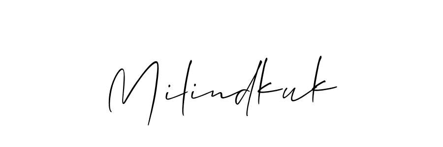 Make a beautiful signature design for name Milindkuk. With this signature (Allison_Script) style, you can create a handwritten signature for free. Milindkuk signature style 2 images and pictures png