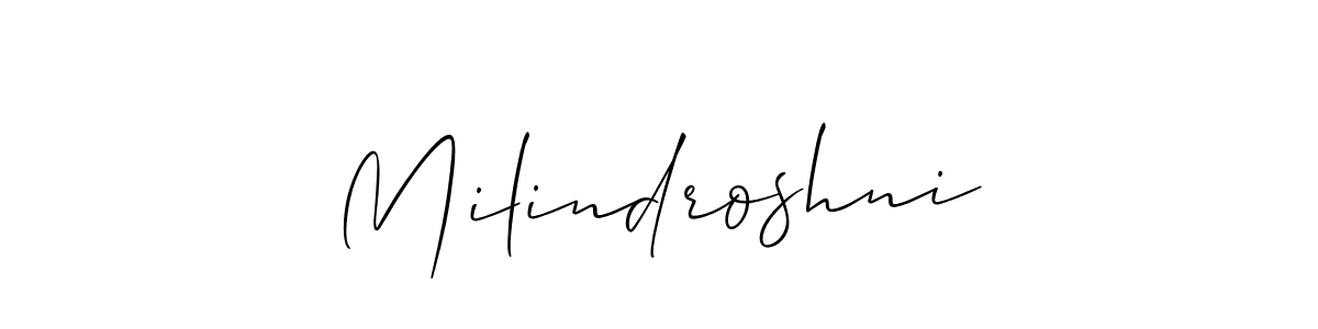 Make a beautiful signature design for name Milindroshni. With this signature (Allison_Script) style, you can create a handwritten signature for free. Milindroshni signature style 2 images and pictures png