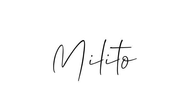 Check out images of Autograph of Milito name. Actor Milito Signature Style. Allison_Script is a professional sign style online. Milito signature style 2 images and pictures png