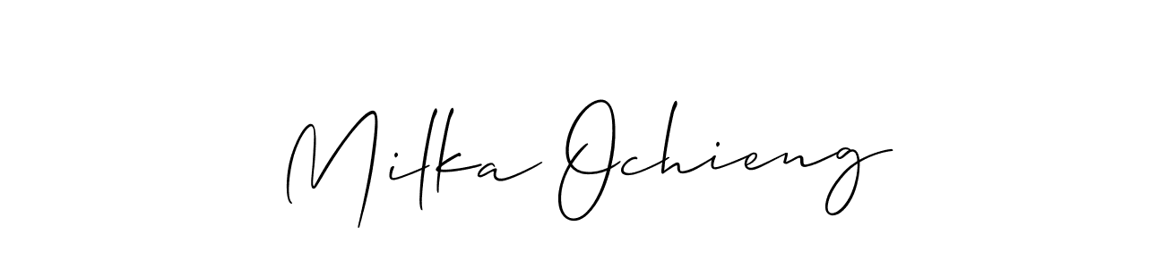 Similarly Allison_Script is the best handwritten signature design. Signature creator online .You can use it as an online autograph creator for name Milka Ochieng. Milka Ochieng signature style 2 images and pictures png