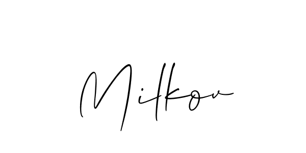 Allison_Script is a professional signature style that is perfect for those who want to add a touch of class to their signature. It is also a great choice for those who want to make their signature more unique. Get Milkov name to fancy signature for free. Milkov signature style 2 images and pictures png