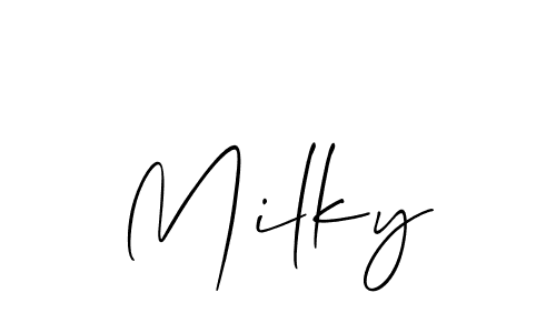 Allison_Script is a professional signature style that is perfect for those who want to add a touch of class to their signature. It is also a great choice for those who want to make their signature more unique. Get Milky name to fancy signature for free. Milky signature style 2 images and pictures png