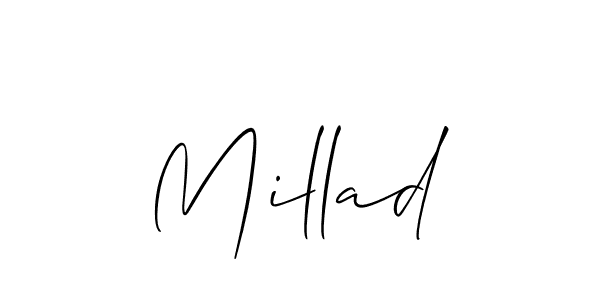 The best way (Allison_Script) to make a short signature is to pick only two or three words in your name. The name Millad include a total of six letters. For converting this name. Millad signature style 2 images and pictures png