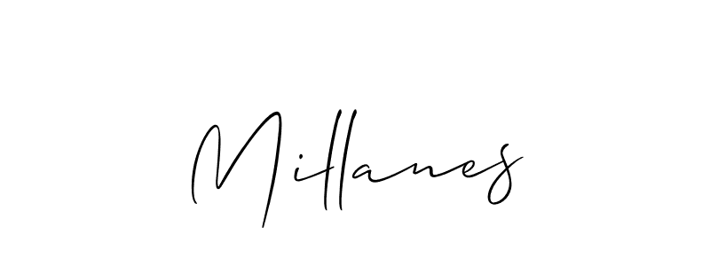 You should practise on your own different ways (Allison_Script) to write your name (Millanes) in signature. don't let someone else do it for you. Millanes signature style 2 images and pictures png